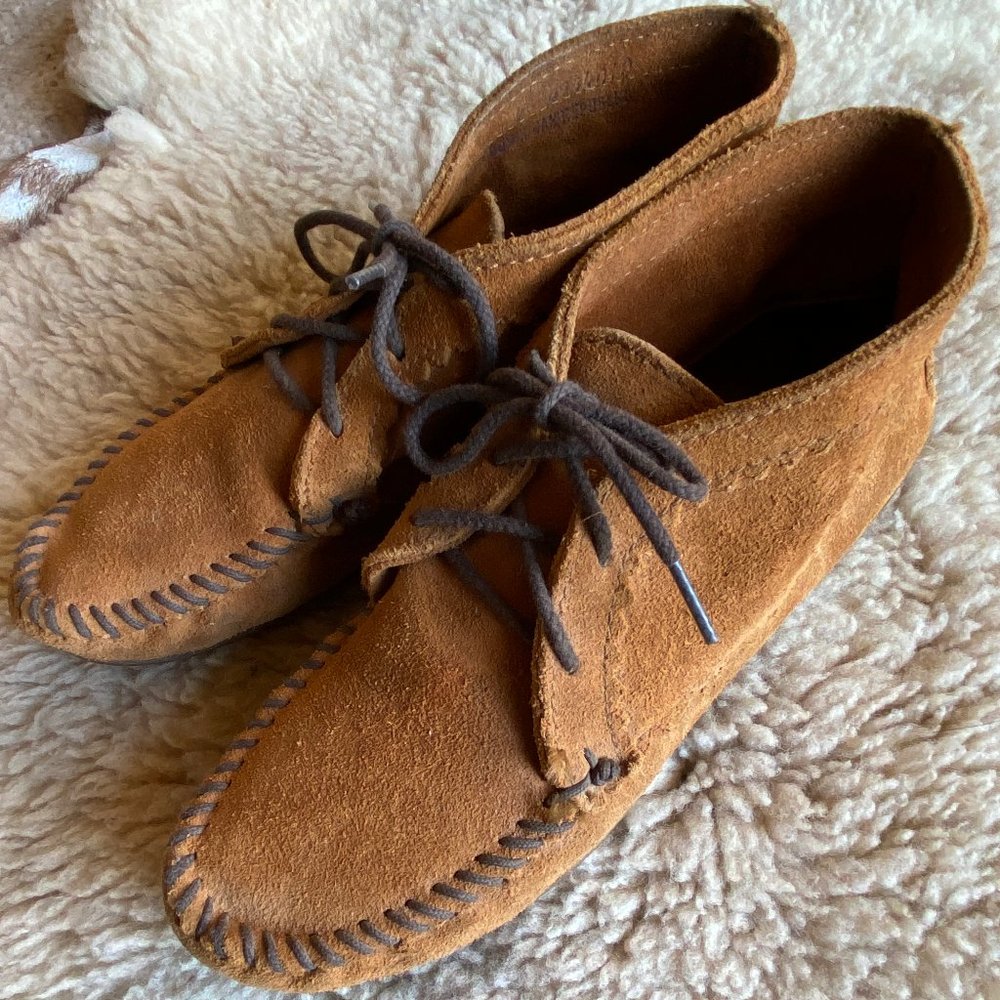 Minnetonka Ankle Lace-Up Suede Moccasins
